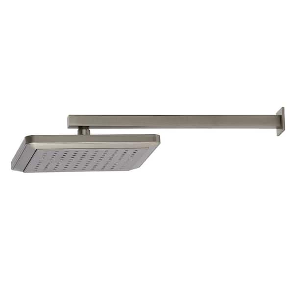 Kingston Brass Claremont 1-Spray Patterns 9-5/8 in. Square Wall Mount Fixed Shower Head with Shower Arm in Brushed Nickel