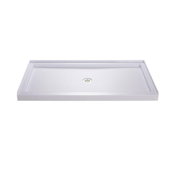 SlimLine 60 in. x 30 in. Single Threshold Alcove Shower Pan Base in White with Center Drain