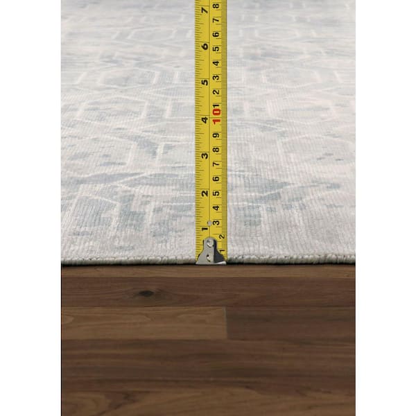Beverly Grey 9 ft. x 12 ft. Geometric Bamboo Silk and Wool Area Rug