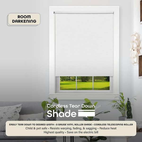 Cordless Room Darkening Vinyl Roller Shade