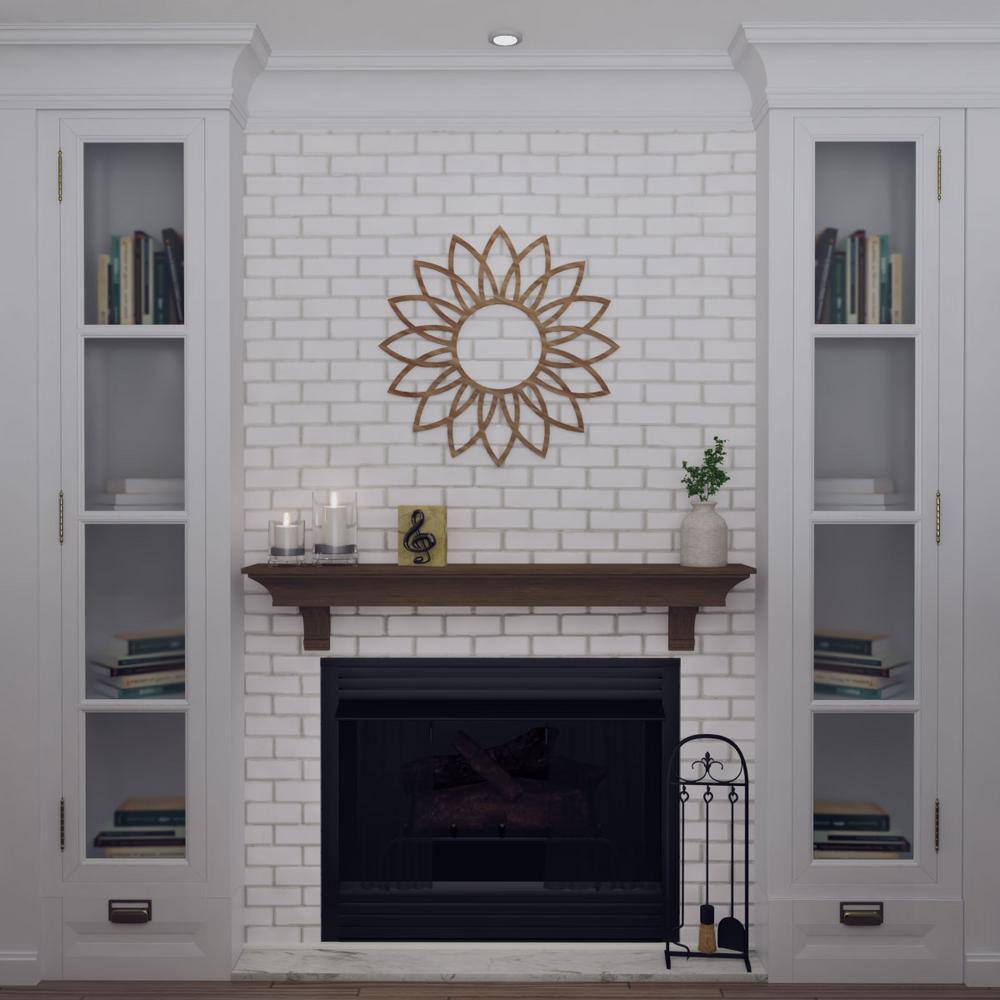 18-Inch Walnut Wood Daisy Fretwork Ceiling Medallion