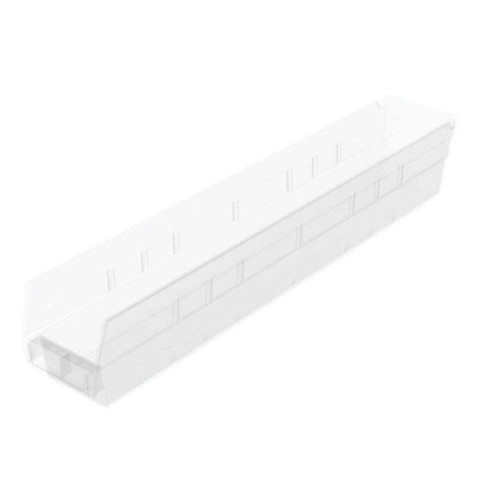 30124 Plastic Storage Shelf Bins, 23 1/2 in. D x 4 in. W x 4 in. H, Clear, 12-pack price history on PriceWatchPro