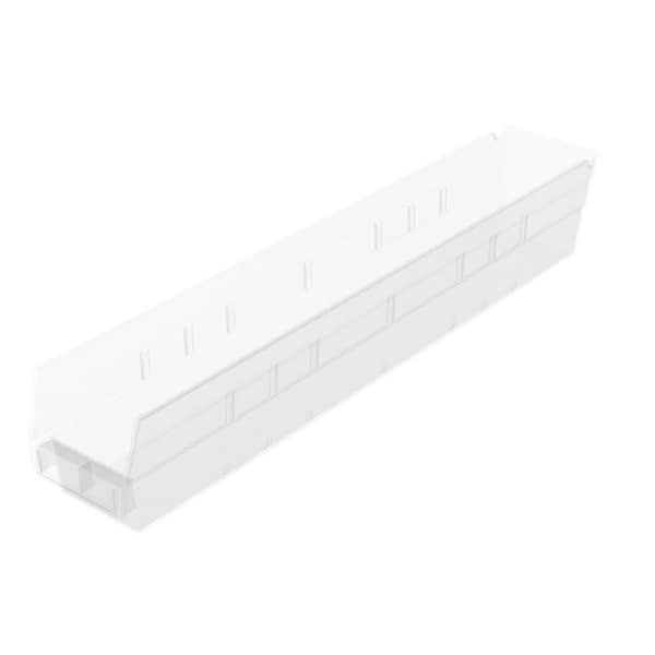30124 Plastic Storage Shelf Bins, 23 1/2 in. D x 4 in. W x 4 in. H, Clear, 12-pack
