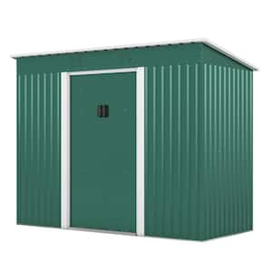 8.8 ft. W x 3.8 ft. D Green Outdoor Metal Storage Shed for Backyard Garden with Lockable Doors Vents(33.44 sq. ft.)