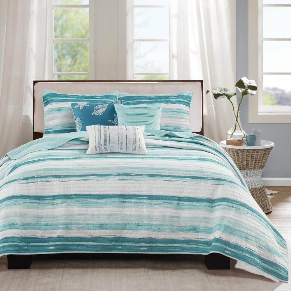Anchorage 6-Piece Aqua Microfiber Full/Queen Quilt Set price history on PriceWatchPro