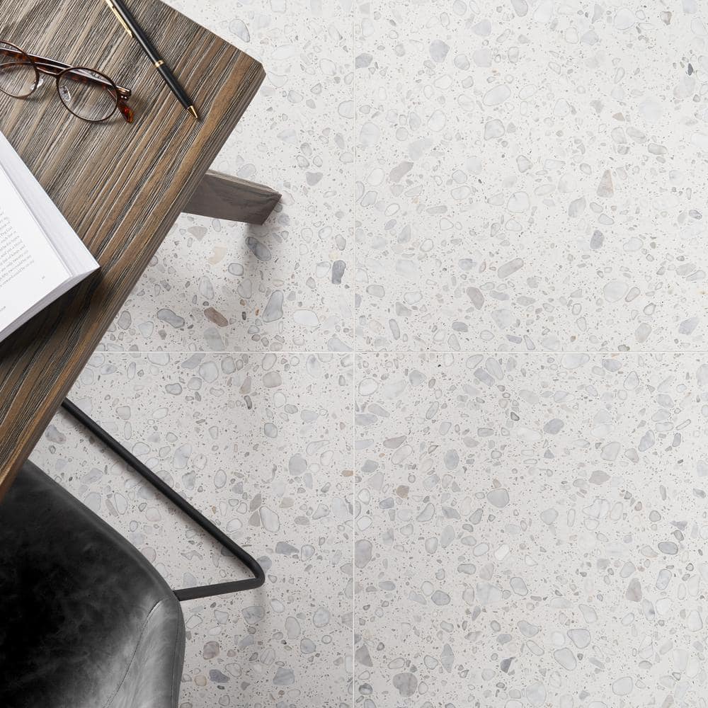 Italia Bianco 24'' x 24'' Honed Terrazzo Floor and Wall Tile