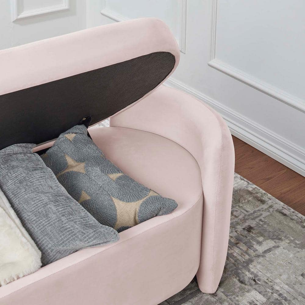 Nebula 62'' Pink Performance Velvet Upholstered Storage Bench