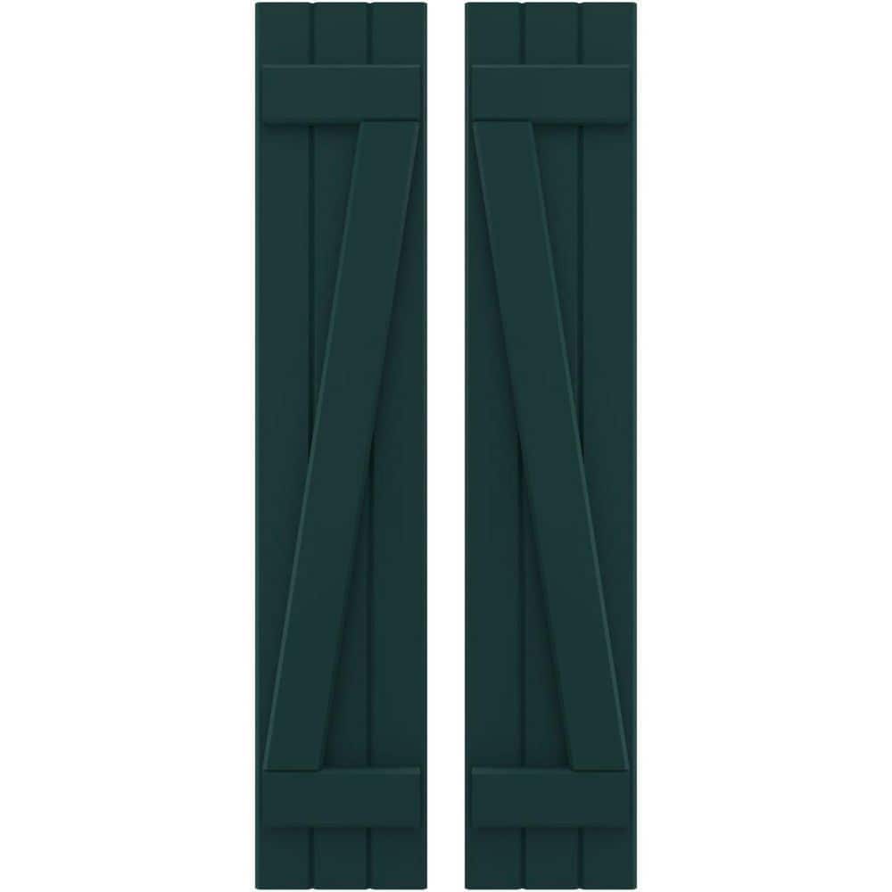 10-1/2 in. W x 46 in. H Americraft 3-Board Exterior Real Wood Joined Board and Batten Shutters w/Z-Bar in Thermal Green price history on PriceWatchPro