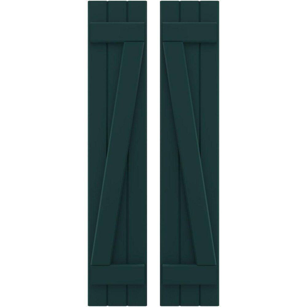 10-1/2 in. W x 68 in. H Americraft 3-Board Exterior Real Wood Joined Board and Batten Shutters w/Z-Bar in Thermal Green price history on PriceWatchPro