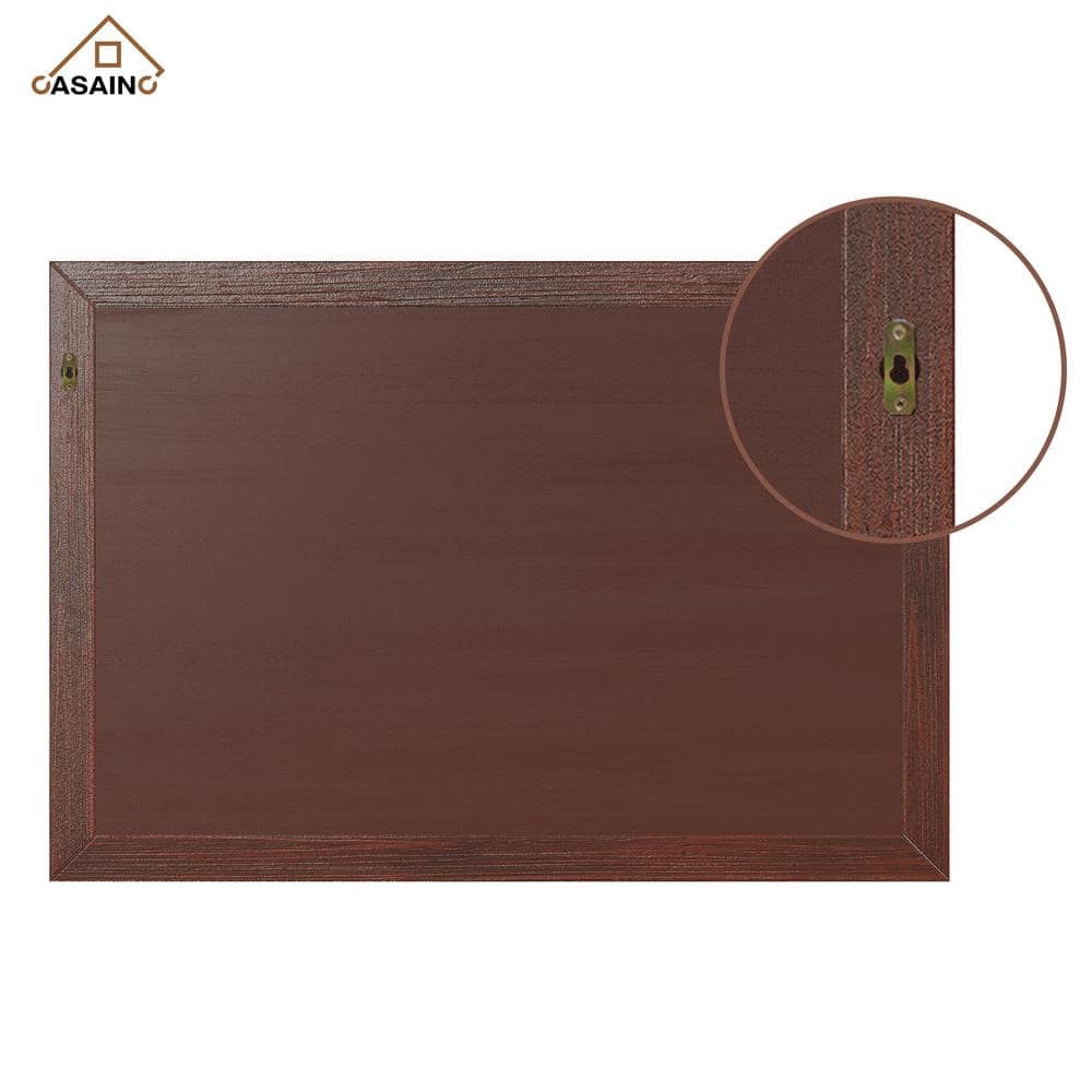 Large Brown Rectangular Wood Framed Vanity Mirror