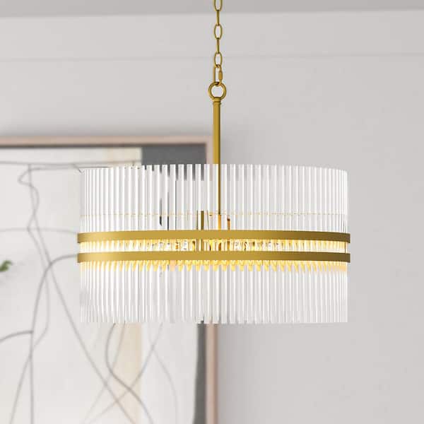 Annapolis 6-Light 21.7 in. Gold Crystal Traditional Tiered Dimmable Chandeliers Living Dining Foyer Lighting