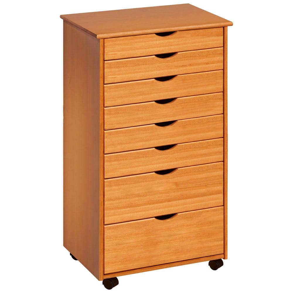 Pine 6 Plus 2 Drawer Wide Roll Cart