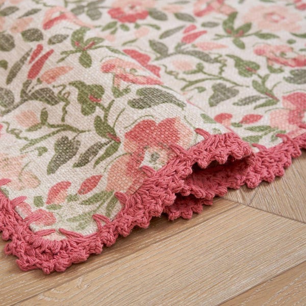 Laura Ashley Sherston 1.7 ft. x 5 ft. Coral Pink Floral Runner Rug