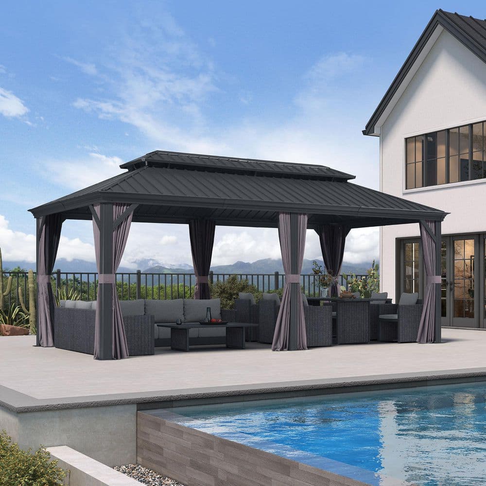 PURPLE LEAF 10 ft.x 20 ft. Luxury Aluminum Frame Hardtop Gazebo