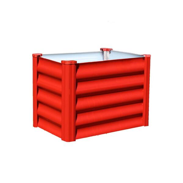 ABSCO Hakea 1.8 ft. W x 1 ft. D x 1.3' ft. H Red Galvanized Steel Rectanglar Outdoor Kids Raised Garden Bed (1-Pack)