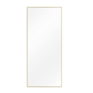 71 in. x 24 in. Modern Rectangle Framed Gold Full Length Leaning Mirror