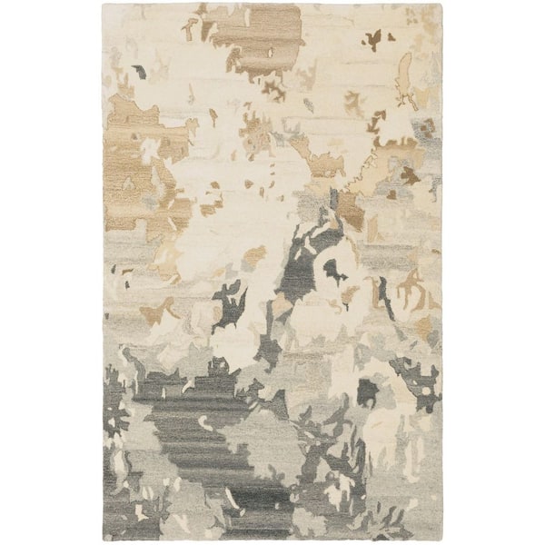 4 ft. x 6 ft. Beige Abstract Washable Area Rug