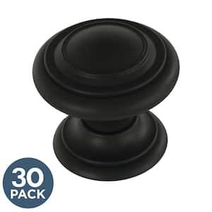 Simple Double Ring 1-1/8 in. (28 mm) Matte Black Round Cabinet Knob (30-Pack)