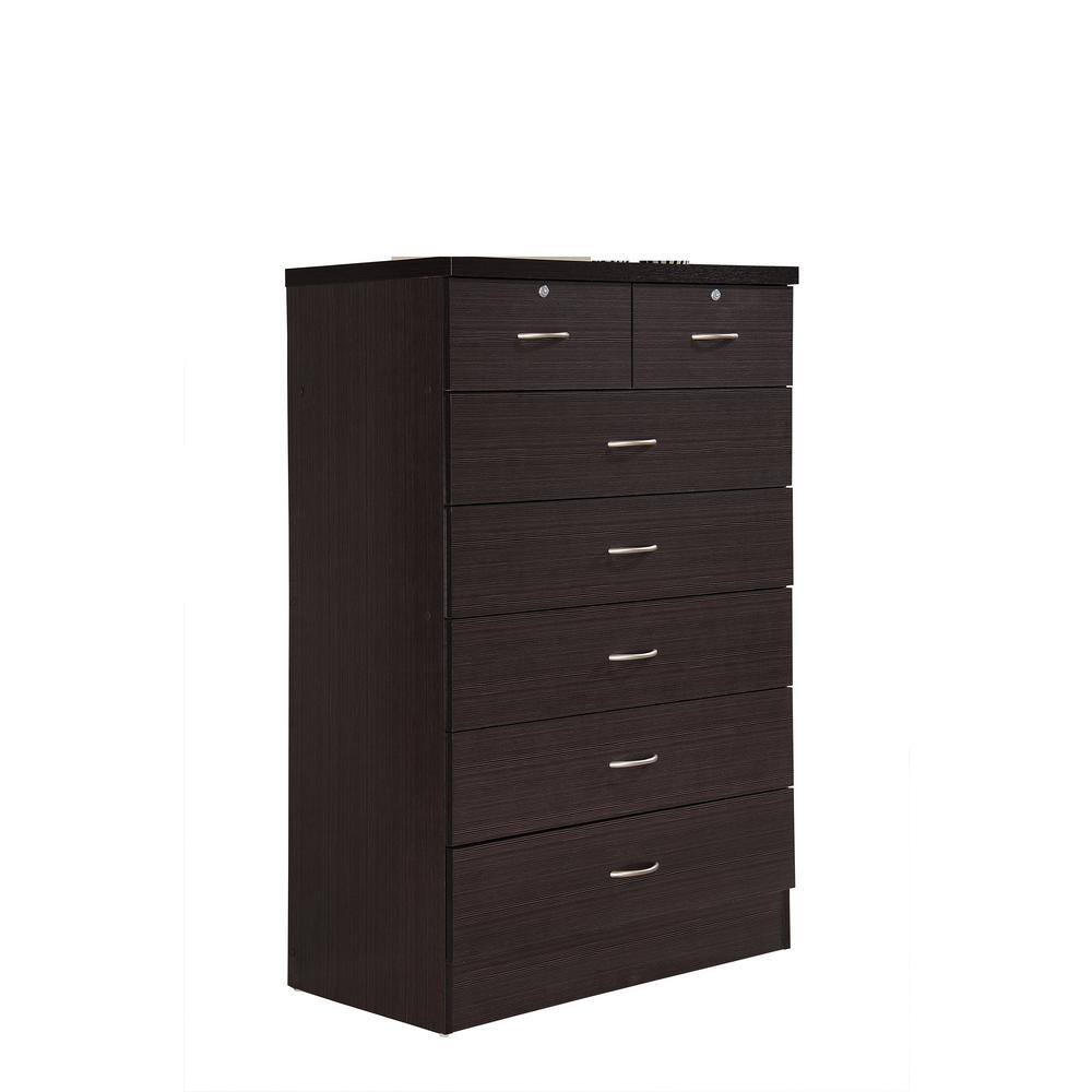 Chocolate brown 7-drawer chest of drawers