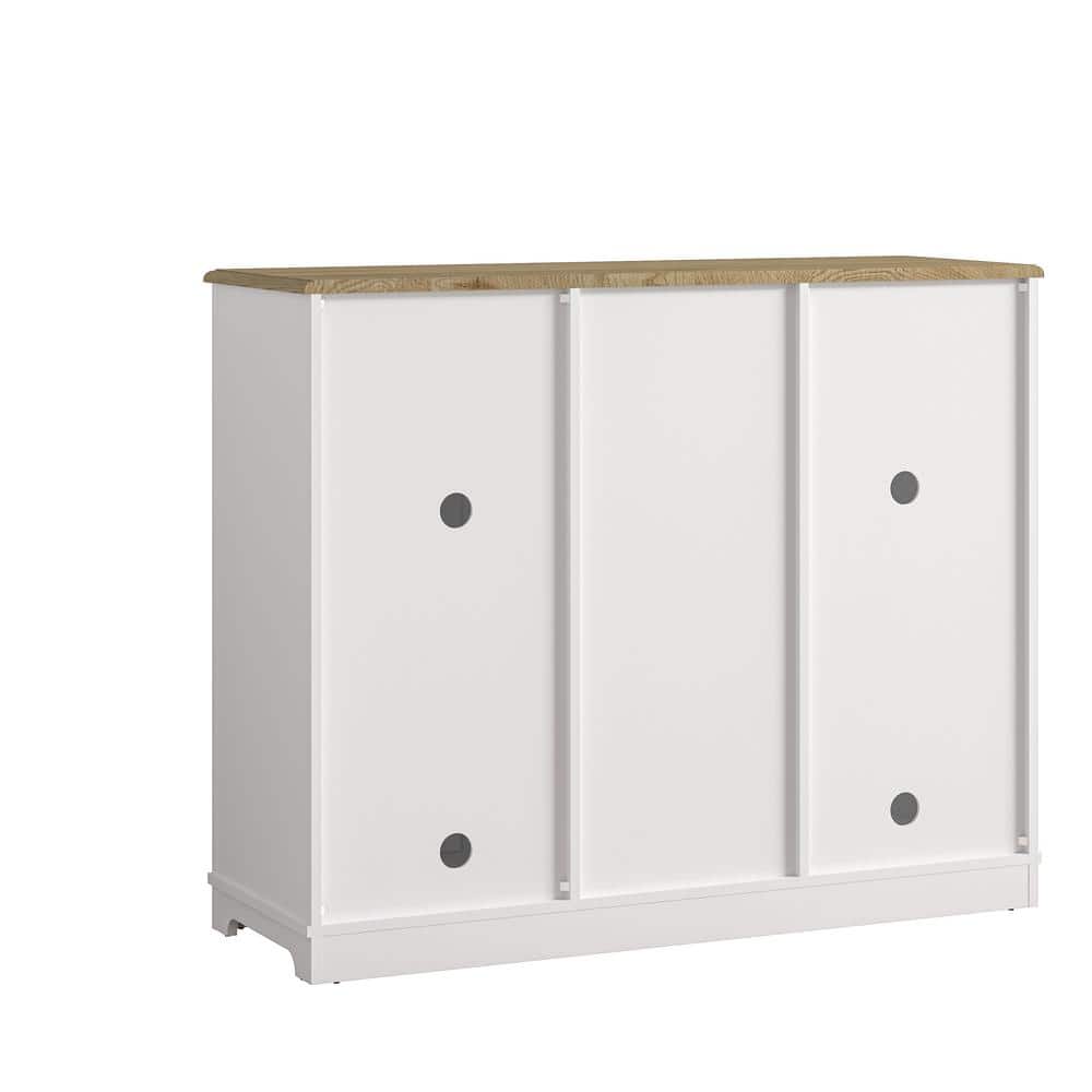 Festivo 47" White Wine Cabinet with Glass Doors and Wood Top