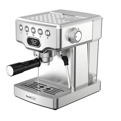 2- Cup Silver 20 Bar Espresso Machine with Milk Frother, 1.8L Water Tank,  Stainless Steel ECF-20EGCF-GC - The Home Depot