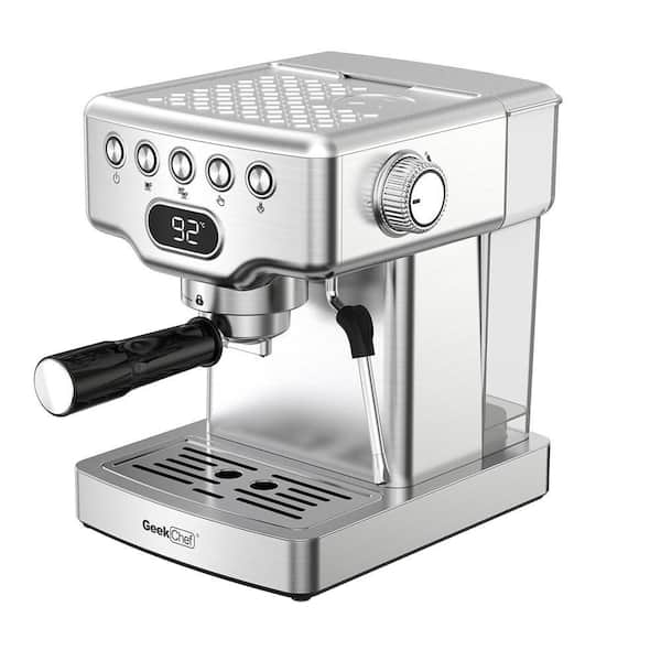 Aoibox 2- Cup Silver 20 Bar Espresso Machine with Milk Frother, 1.8L Water  Tank, Stainless Steel SNMX3809 - The Home Depot