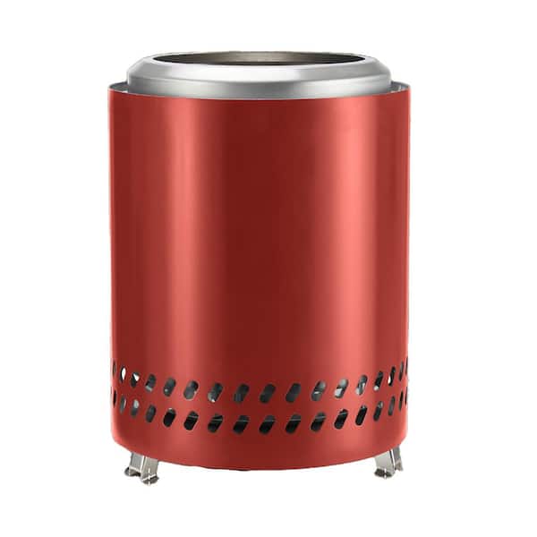 JimsMaison 7 in. Red Steel Portable Fire Pit with Flame Ring and Foldable Legs