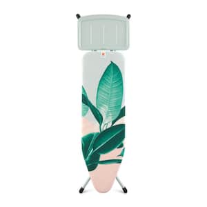 Ironing Board B 49 x 15 In with Solid Steam Unit Holder, Tropical Leaves Cover and Mint Frame