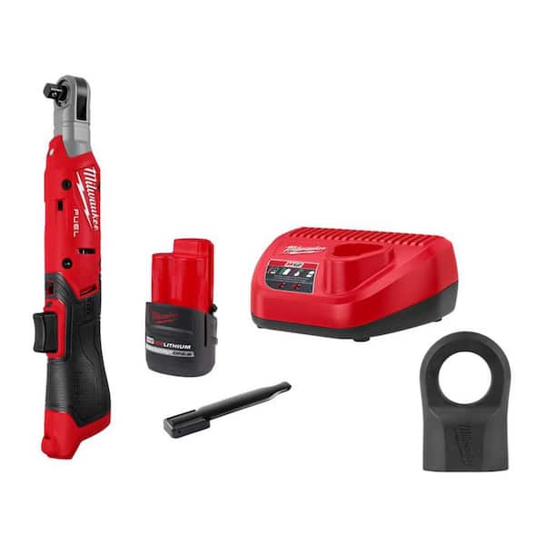 M12 12V Lithium-Ion 3/8 in. Cordless Ratchet Kit with Battery, Protective Boot, Charger and Bag