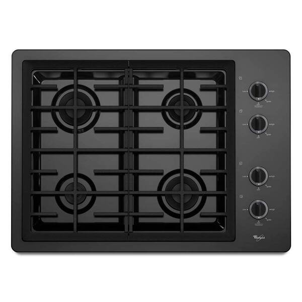 Whirlpool 30 in. Gas Cooktop in Black with 4 Burners
