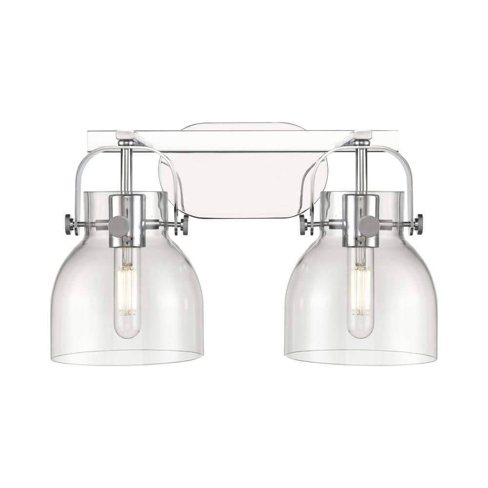 Pilaster II Bell 17 in. 2-Light Polished Chrome Vanity Light with Glass Shade price history on PriceWatchPro