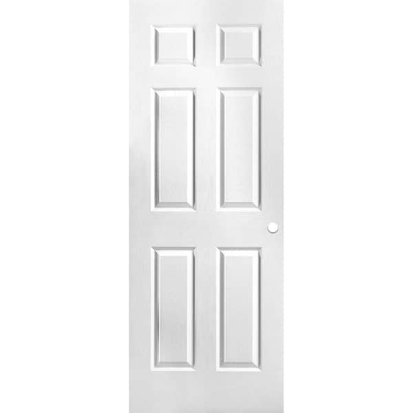 Masonite 30 in. x 80 in. 6-Panel Textured Solid Core Primed Composite Interior Door Slab with Bore