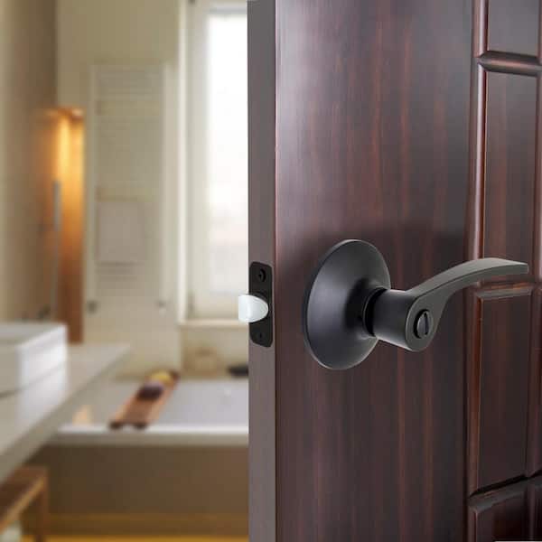 Kensington Matte Black Bed/Bath Door Lever (4-Pack)