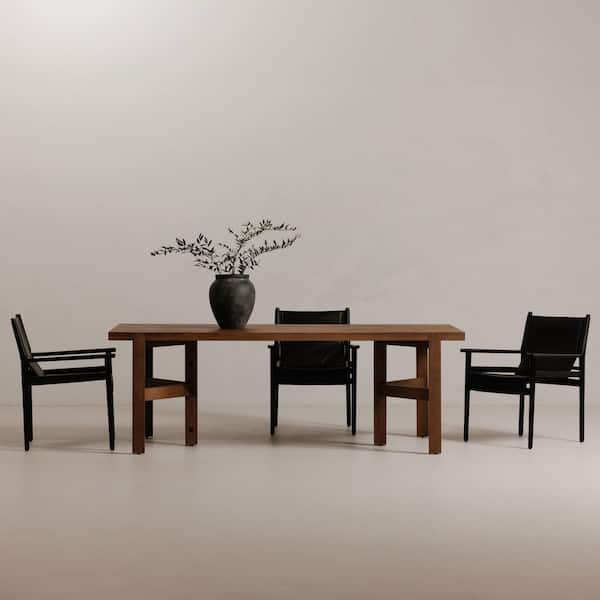Casey Modern Vintage Brown Mango Wood 88 in. Rectangle Trestle Dining Table Seats 6