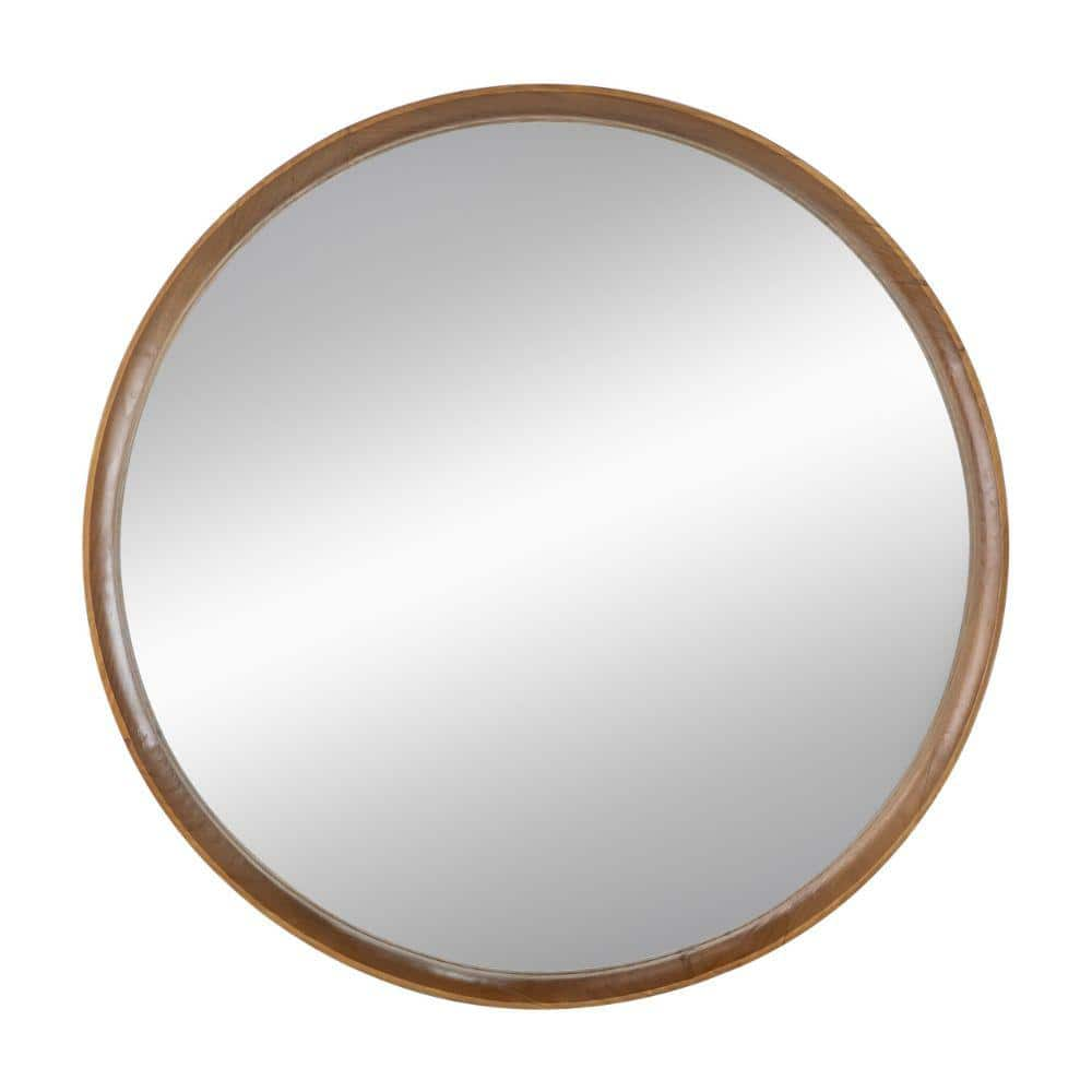 Benjara 3 in. W x 31.5 in. H Wooden Frame Brown Wall Mirror BM285936 ...