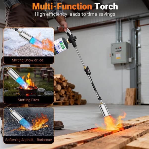 hcman 30 in. Detachable Propane Torch Weed Burner for Garden, Wood