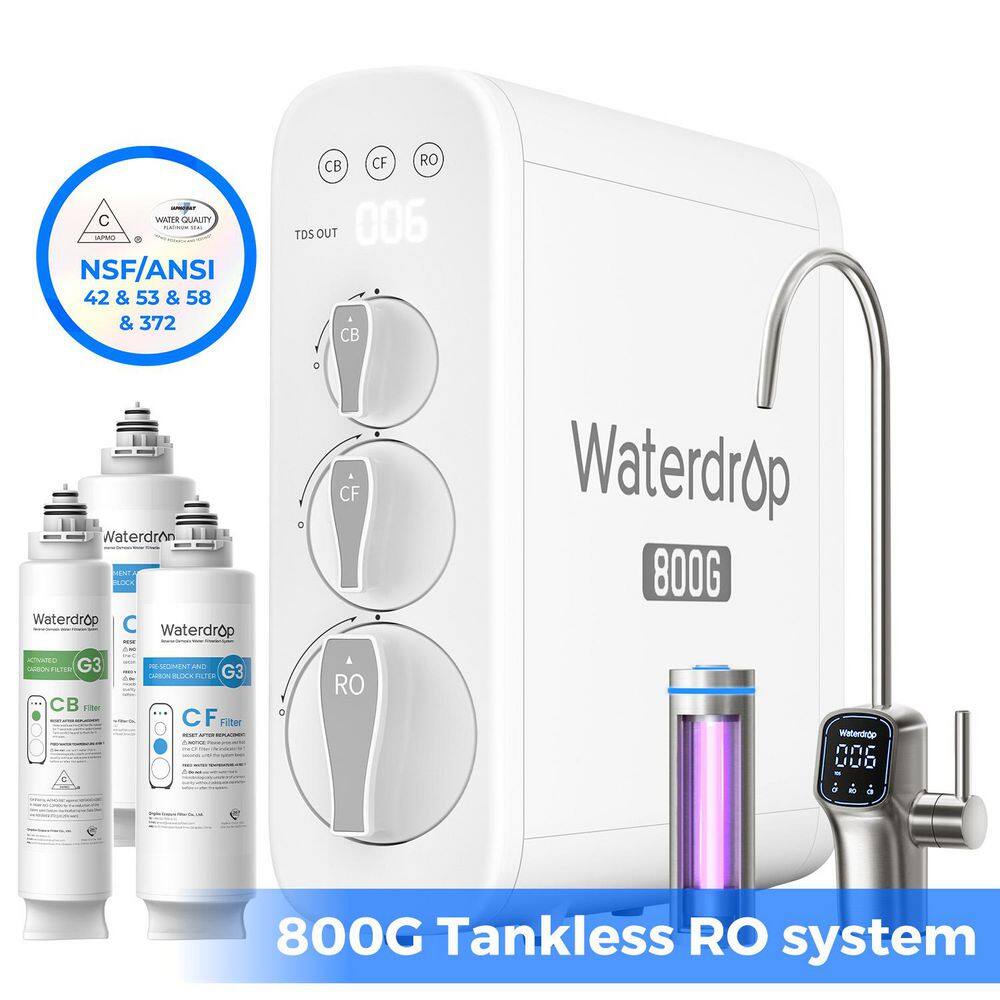 G3P800 Reverse Osmosis System, 800 GPD, NSF/ANSI 42,58,372 Certified, 3:1 Pure to Drain, Tankless, 1 Extra 2CFCB Filters price history on PriceWatchPro