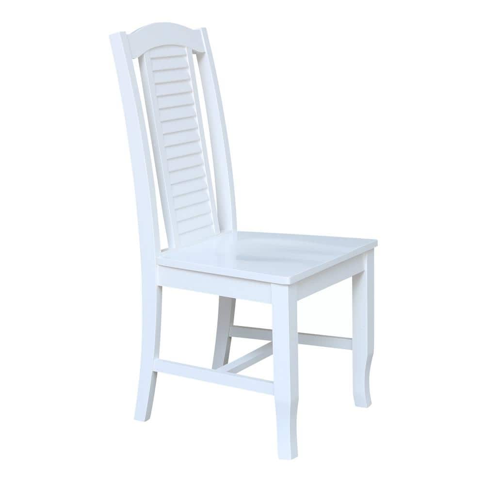 Seaside High-Back Solid Parawood Side Chairs in White - Set of 2