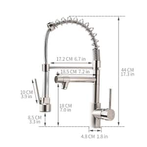 Modern Single Handle Pull Down Sprayer Kitchen Faucet and 360° Rotation in Brushed Nickel