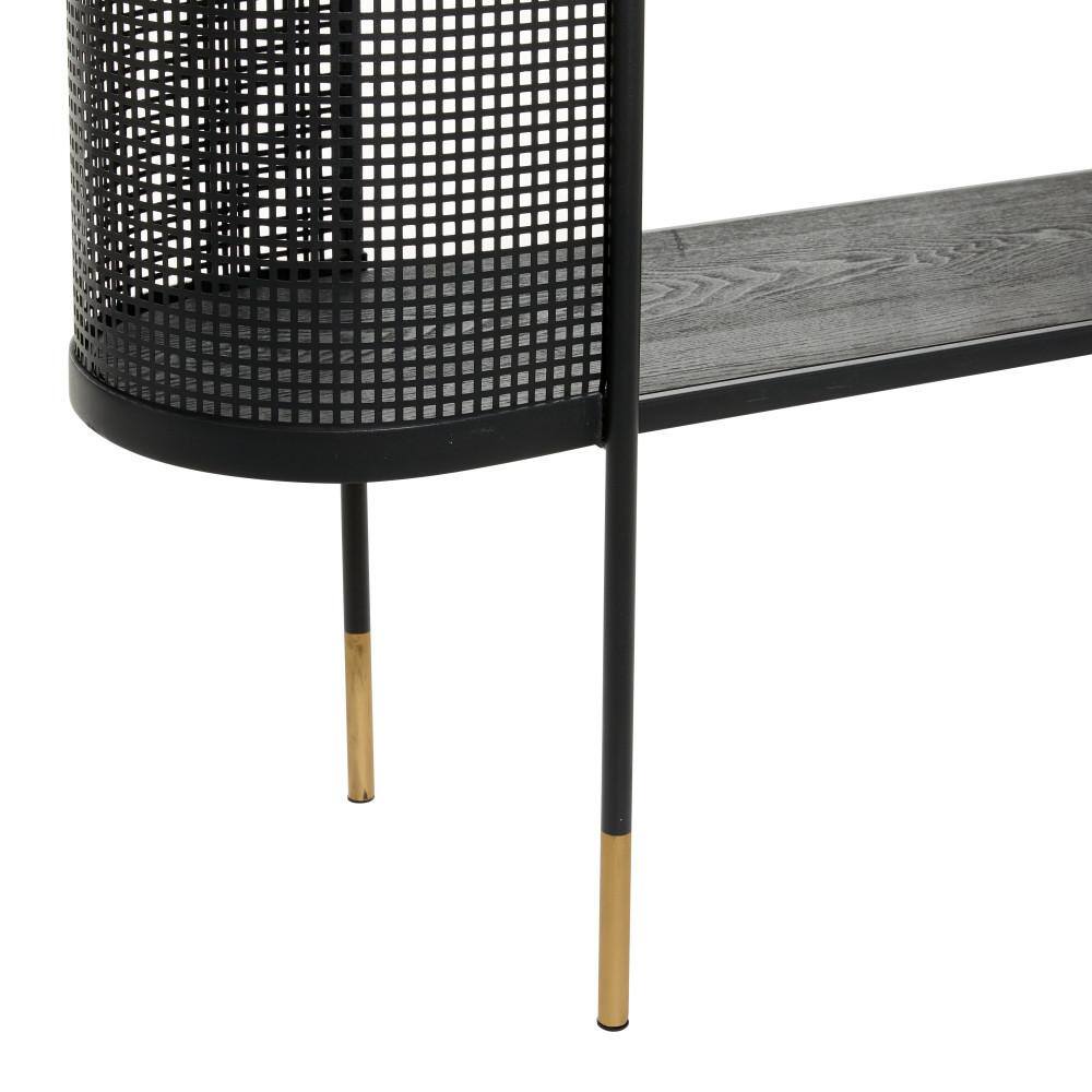 Elegant Black Metal Console Table with Storage Shelf