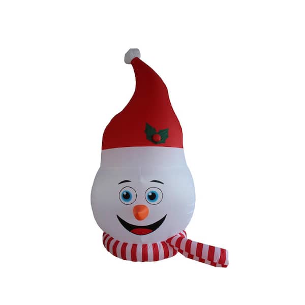 Unbranded 8 ft. H x 5 ft. W x 5 ft. L LED Lighted Christmas Inflatable Tail Snowman Head with Blue Shimmer Light