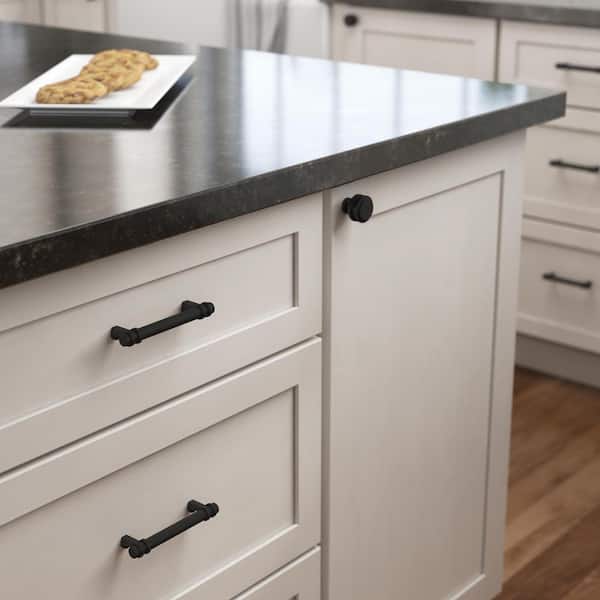 Classic Ringed 3-3/4 in. (96 mm) Classic Matte Black Cabinet Drawer Pull