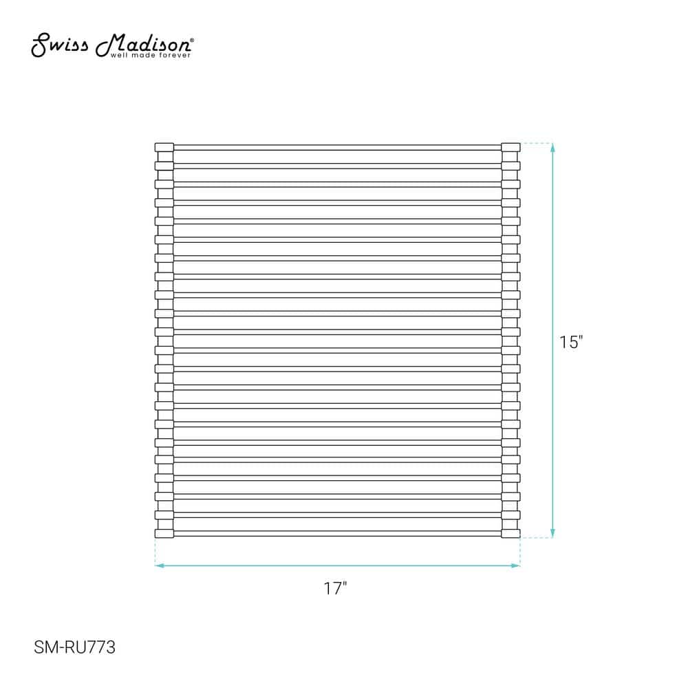 15" x 17" Stainless Steel Roll-Up Sink Grid with Black Ends