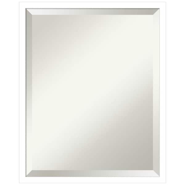 Amanti Art Medium Rectangle Matte Grey Beveled Glass Modern Mirror (21 in. H x 17 in. W)