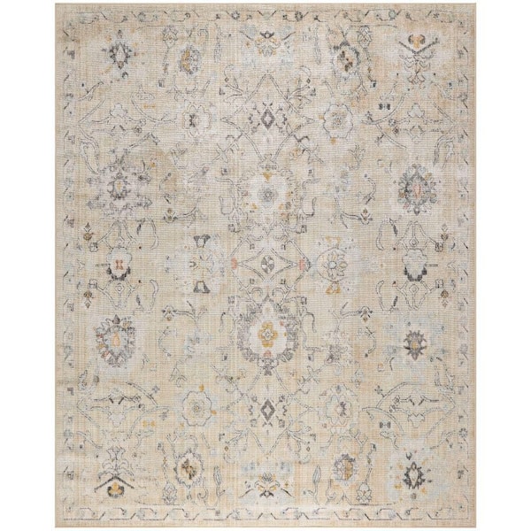 Nourison Oushak Home Cream 8 ft. x 10 ft. Floral Traditional Area Rug