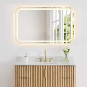 Luma 48 in. W x 30 in. H Octagon Frameless LED Wall Mounted Bathroom Vanity Mirror in Clear