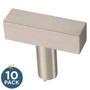 Simple Square Bar 1-1/4 in. (32 mm) Modern Cabinet Knobs in Stainless Steel (10-Pack)
