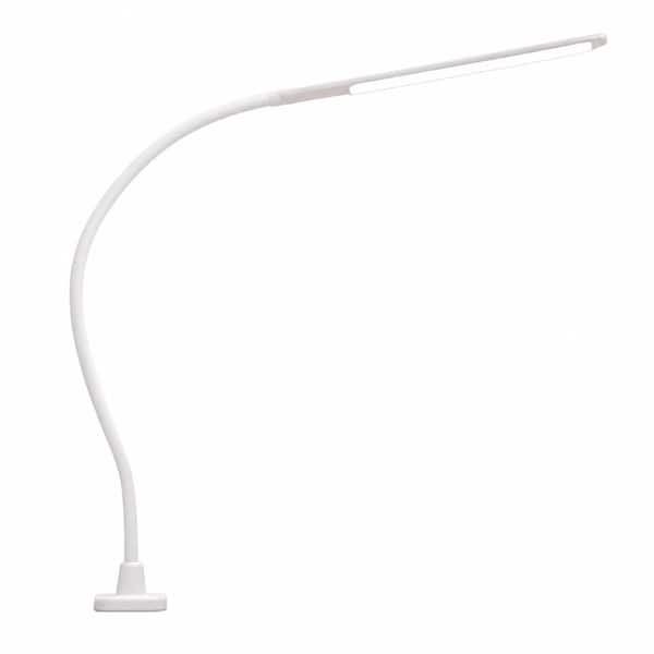 10W LED Gooseneck Clamp Desk Lamp with Touch Control, 5 Brightness Levels and 4 Color Modes, White Clamp
