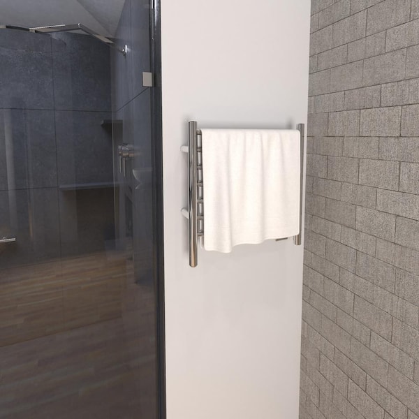 Radiant Small 7-Bar Combo Plug-in and Hardwired kit Electric Towel Warmer in Polished Stainless Steel