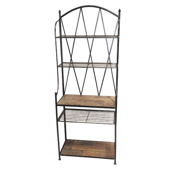 4D Concepts 30.3 in. W Baker's Rack with Slate Top in Black